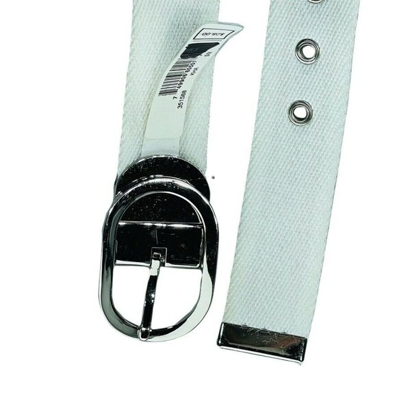 Nine West Womens Reversible Canvas Belt With Silver Buckle - Picture 6 of 7